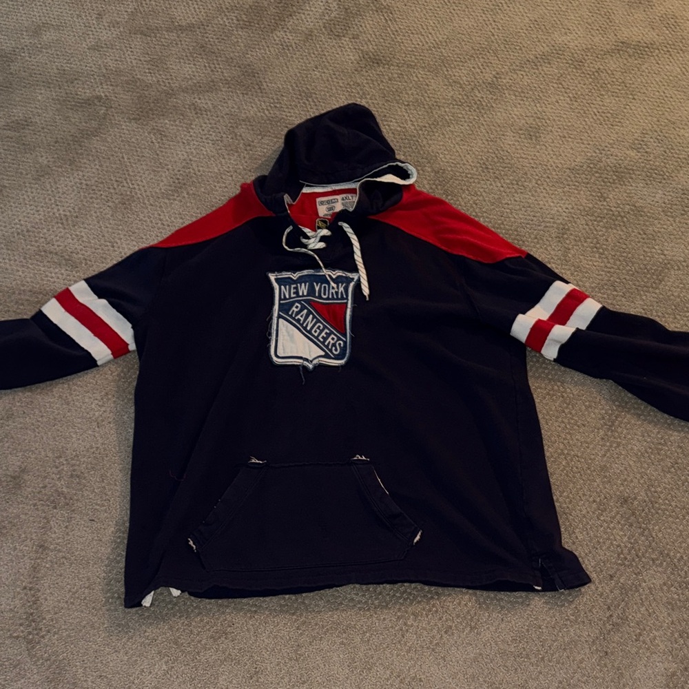 New York Rangers Black & Red Hooded Sweater
